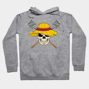 Skull with Hat as Farmer with Rake Hoodie